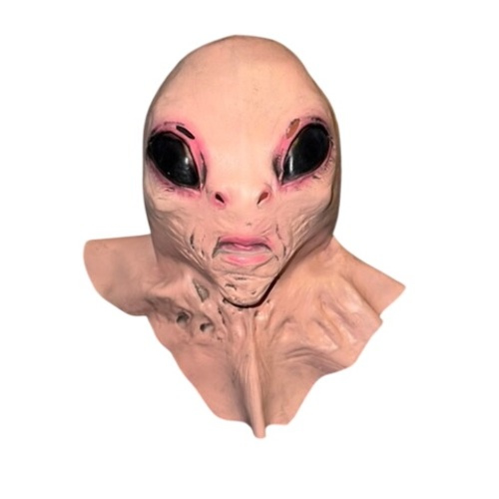 Realistic Latex Alien Mask Full Head Area 51 Roswell Halloween Horror Costume